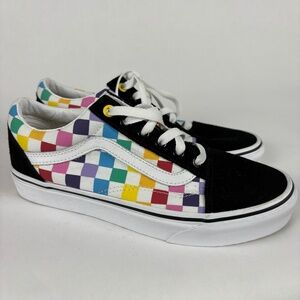 Vans Old School Black Multicolor Checkered Shoes/Sneakers Sizes Wo 7.5 /  Men 6